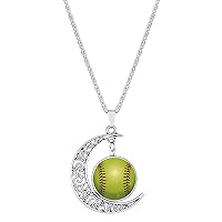 Sport Basketball Football Moon Necklace Gifts Mom Necklace Gifts Ball Shape Pendant Necklace For Girls Dad For