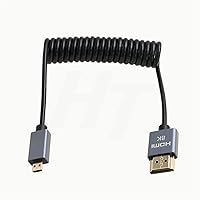 Micro HDMI to Standard HDMI 4K 8K 60fps Coiled Cable for ATOMOS Ninja V Monitor Sony A6400 A7s Canon EOS M R5 R7 GH4 X-T4 Z50 Camera Type A D HDMI 2.1 30cm