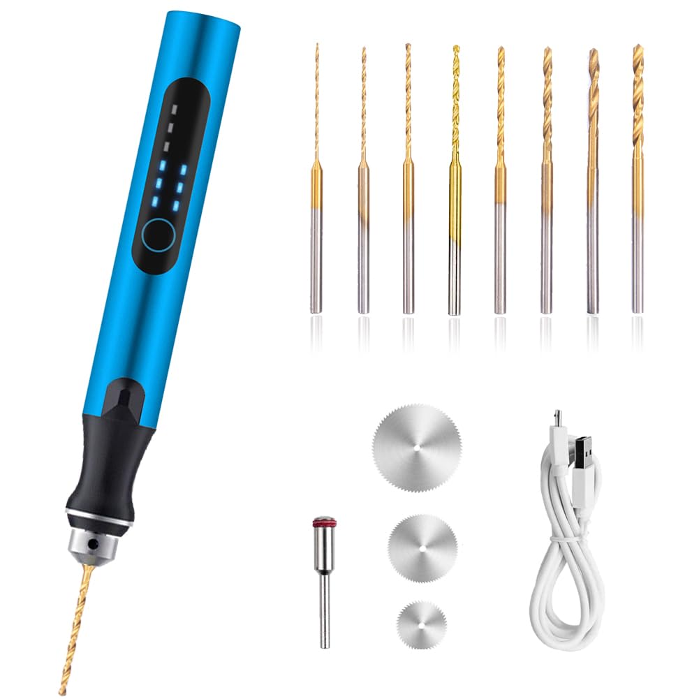 3-Speed Cordless Mini Drill Pen With 8 Small Drill Bits,Rechargeable Electric Hand Drill Pin Vise,Resin Drill Set For Jewelry Making,Resin,Plastic,Wood,Keychains DIY