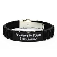 Unique Idea Board Games Gifts, I'd Rather Be Playing Board Games., Best Black Glidelock Clasp Bracelet for Friends from