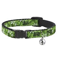 Cat Collar Breakaway Hibiscus Collage Green Shades 8 to 12 Inches 0.5 Inch Wide
