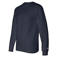 Champion Men's Long-Sleeve Tagless T-Shirt, Large - Navy