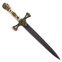 Whetstone Cutlery Medieval Double Edged Stainless Steel Dagger, Brass