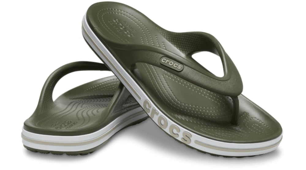 Crocs Unisex Men's and Women's Bayaband Flip Flop | Casual Beach Sandal | Shower Shoe, Army Green Cobblestone, 6 UK Men/ 7 UK Women