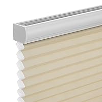 Cordless & Light Filtering Cellular Shade, Pleated Honeycomb Shade with The Diameter of 1.5 inch honeycombs, Polyester Window Shade and Blind, 27 inches Wide, Beige CEL27BG48D