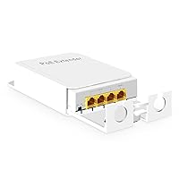 MokerLink Outdoor 4 Port Gigabit PoE Switch/Extender, IEEE 802.3 af/at PoE Repeater, 10/100/1000Mbps, 1 PoE in 3 PoE Out, Powered by PoE, Wall Mount Waterproof POE Passthrough Switch