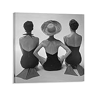 Posters Swimsuit Girls Fashion Models Beach House Black And White Vintage Photography Wall Art Canvas Painting Posters And Prints Wall Art Pictures for Living Room Bedroom Decor 16x16inch(40x40cm) Fr