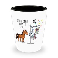 Unicorn Girl Born In 2014 Shot Glass Other Me Funny Birthday Women Gift For Her Sister Mom Coworker Friend Cute Magical Present Gag 1.5 Oz Shotglass