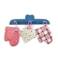 Dolls House Blue Wall Rack with Hanging Oven Gloves & Cloth Kitchen Accessory