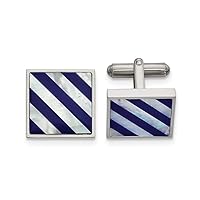 17.21mm Stainless Steel Polished With Simulated Mother of Pearl and Blue Shell Inlay Cuff Links Jewelry Gifts for Men