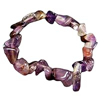 Unisex Bracelet 8-12mm Natural Gemstone Auralite Tumbled shape Smooth cut beads 7 inch stretchable bracelet for men & women. | STBR_01024