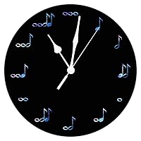 The One of A Kind Music Note Wall Clock Battery Operated Quartz Analog Quiet for Bed Music Note Clocks Bathroom Novelty Shabby Chic PVC Wall Clocks 12