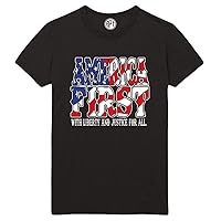 America First with Liberty and Justice for All Printed T-Shirt - Black - 4XLT