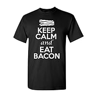 Keep Calm and Eat Bacon Adult Unisex T-Shirt Tee