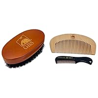 G.B.S Combo Beard Grooming set, Oval Wood Beard Brush with Boar Bristles 4 1/2