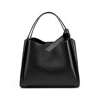 Genuine Leather Women's Shoulder Handbag Cowhide Medium Purse Bucket Bag Soft