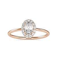 1/10 Carat Natural Diamond and 1/3 Carat Moissanite Oval Halo Engagement Ring for Women in 18k Gold (I-J/G, SI1-SI2/VS2, cttw) Promise Ring Size 4 to 10.5 by VVS Gems
