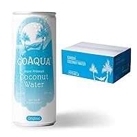 CoAqua | Super Premium | Coconut Water | Naturally Sweet | No Fat | Low Sugar | Potassium | Not from Concentrate | 8.4 Fl Oz | Aluminum Cans | 24 Count (Pack of 24)