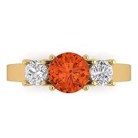 Clara Pucci 1.6 Brilliant Round Cut Solitaire 3 stone Red Simulated Diamond Anniversary Promise Engagement ring 18K Yellow Gold