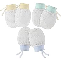 Chryvva Pack of 6 Baby Mesh Gloves Cotton No Scratch Mittens for Unisex (3Colors/0-12Months)