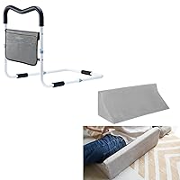 OasisSpace Bed Rail for Seniors, Medical Bed Assist Bar with Storage Pocket Wedge Pillow Body Position Back Positioning Elevation Pillow