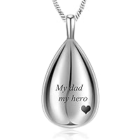 Yinplsmemory Carved Teardrop Keepsake Ashes Necklace Urn Pendant Cremation Memorial Jewelry-Always in my heart