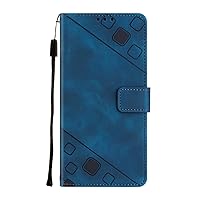 Compatible with Honor 90 Lite Case Wallet with Credit Card Slots Kickstand and a Wrist Strap Blue Leather Protective Cover with Embossed Design for Honor90 Lite 5G 6.7 inch