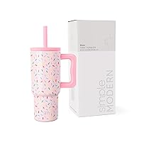 Kids 24 oz Tumbler with Handle and Silicone Straw Lid | Spill Proof and Leak Resistant | Reusable Stainless Steel Bottle | Gift for Kids Boys Girls | Trek Collection | Confetti