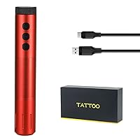 Rechargeable Tattoo Pen - Wireless 1200Mah Lithium Battery, Fast Charging with Type-C, High-Definition LCD, Ergonomic Carved Handle,Red