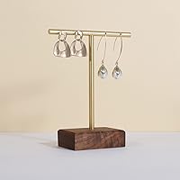 GemeShou walnut earrings T display stands for selling, small earring holder jewelry stand, wood earring hanger for boutique display【Walnut T stand】