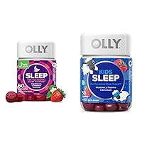 OLLY Sleep Gummy 60 Count and Kids Sleep Gummy 50 Count with Melatonin, L-Theanine, and Botanicals for Occasional Sleep Support
