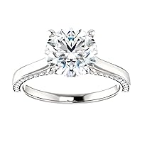 Siyaa Gems 2.50 CT Round Cut Colorless Moissanite Engagement Ring Wedding Band Gold Silver Solitaire Ring Halo Ring Vintage Antique Anniversary Promise Bridal Ring