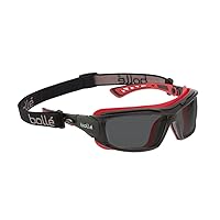 Bolle Safety Ultim8 Ultimate Glasses with Smoke Lens, Black/Red, Smoke, One Size