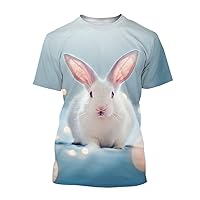 Custom DIY 3D T-Shirt - Rabbit 3D Print T-Shirt Women's Funny Casual Animal Crew Neck Short Sleeve Top Size S-4XL