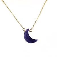 Blue Sapphire Crescent Moon Necklace, 925 Silver Necklace, Sapphire Jewelry, Gemstone Necklace