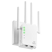 WiFi Extender WiFi Booster with Ethernet Port, Internet Repeater Range Covers Up to 12880 Sq.Ft and 105 Device 1-Tap Setup, 4 Antennas 360°Full Coverage Extends Wi-Fi to Home & Outdoor