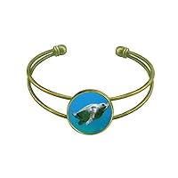Marine Organism Turtle Ocean Animal Bracelet Bangle Retro Open Cuff Jewelry