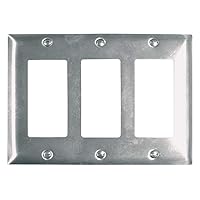 Pass & Seymour Smooth Metal 3-gang Decorator Wall Plate SS263 302 Stainless Steel