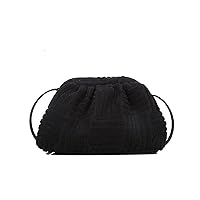 Bai Shi Wu Wool Shell Bag Fashion Solid Color Ladies Shoulder Bag Luxury Messenger Bag Women Handbag and Wallet (Color: Black shoulder bag 24x16x9cm)