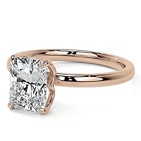 18K Solid Rose Gold Handmade Engagement Ring 1.00 CT Radiant Cut Moissanite Diamond Solitaire Wedding/Bridal Ring for Her/Women Awesome Ring