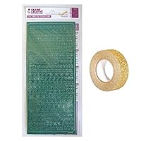 Alphabet Stickers PEEL'S Off 10.5 x 23.2 cm Green + Golden Glitter Tape 5 m