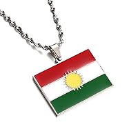 Kurdistan Flag Pendant Necklace Stainless Steel Men Women Country Keychain Jewelry