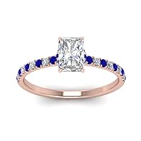 Choose Your Gemstone Radiant Shape 14k Rose Gold Plated Halo Engagement Ring Lightweight Office Wear Everyday Gift Jewelry Hidden Halo Petite Diamond CZ Ring : US Size 4 TO 12