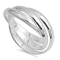 Triple 3mm Rolling Wedding Ring New .925 Sterling Silver Stacked Band Sizes 4-13