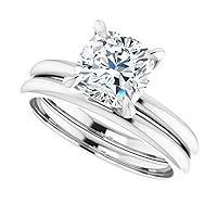 2.5 CT Cushion Cut VVS1 Colorless Moissanite Engagement Ring Set, Wedding/Bridal Ring Set, Sterling Silver Vintage Antique Anniversary Promise Ring Set Gift for Wife