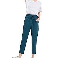 Women Drawstring Casual Stretch Ankle Pants Casual Straight Leg Lounge Sweatpants Stretch Running Athletic Trouser