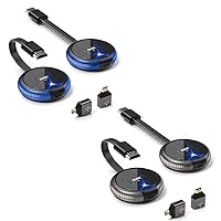 AIMIBO Wireless HDMI Transmitter and Receiver 4K 2 Pack, Wireless HDMI 2.4G/5G Video & Audio Extender for Laptop, Tablet, Camera, Blu-ray, TV Box to TV/Monitor/Projector 165FT/50M - Blue+Gray