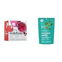 UpSpring Milkflow Electrolyte Breastfeeding Supplement Drink Mix with Fenugreek Stomach Settle Drops for Occasional Nausea Relief/Upset Stomach with Ginger, Lemon, Spearmint, and B6.