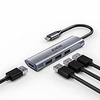 4 Ports Mini USB Hub – High Speed USB 3.0 Multiple USB Port Expender - Aluminium Alloy External USB Port for Laptop, Mac, PCs, – Portable Multi USB Port & Computer USB Hub (USB C)