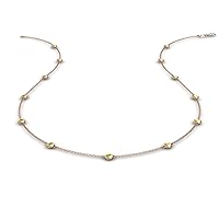 Yellow Sapphire by Yard 13 Station Necklace 0.60 ctw 14K Rose Gold. Included 18 Inches Gold Chain.